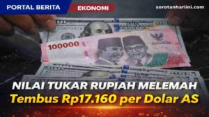 Nilai Tukar Rupiah Melemah ke Rp17.160 per US$1, Tekanan Global Masih Berlanjut