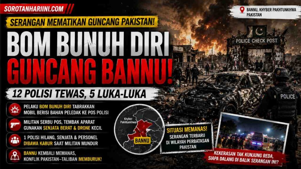 Bom Bunuh Diri Guncang Pakistan, Serangan Militan Tewaskan 12 Polisi di Bannu