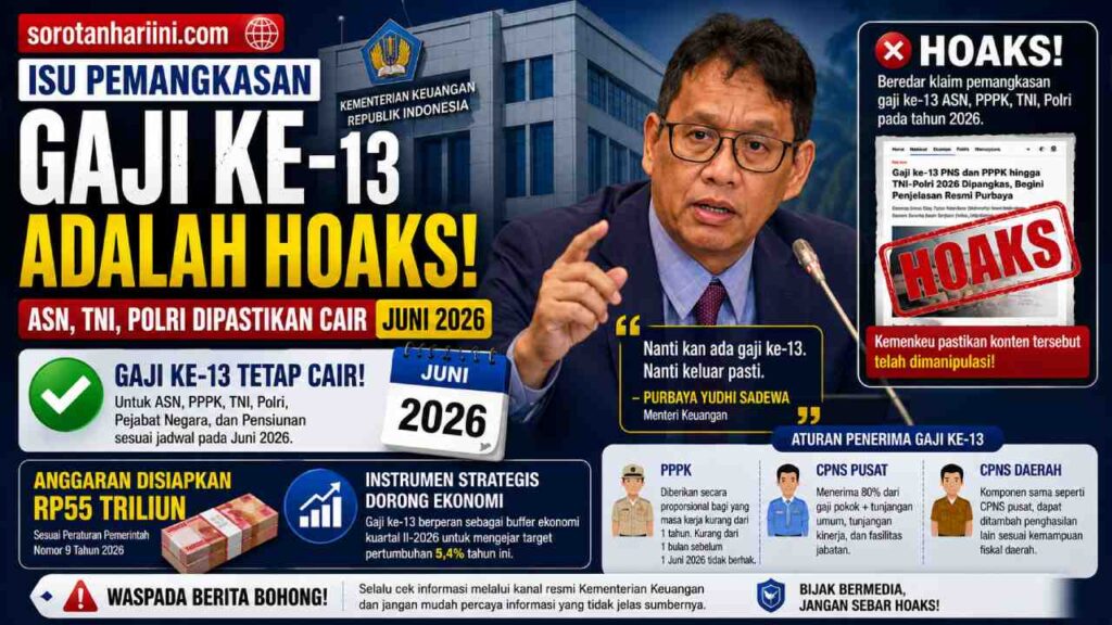 Gaji ke-13 ASN Dipastikan Cair Juni 2026, Kemenkeu Sebut Isu Pemangkasan Hoaks