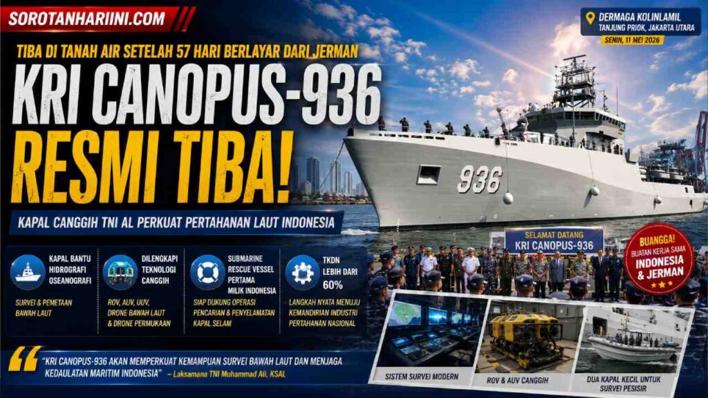 KRI Canopus-936 Resmi Tiba di Indonesia, Kapal Canggih TNI AL Siap Perkuat Pertahanan Laut