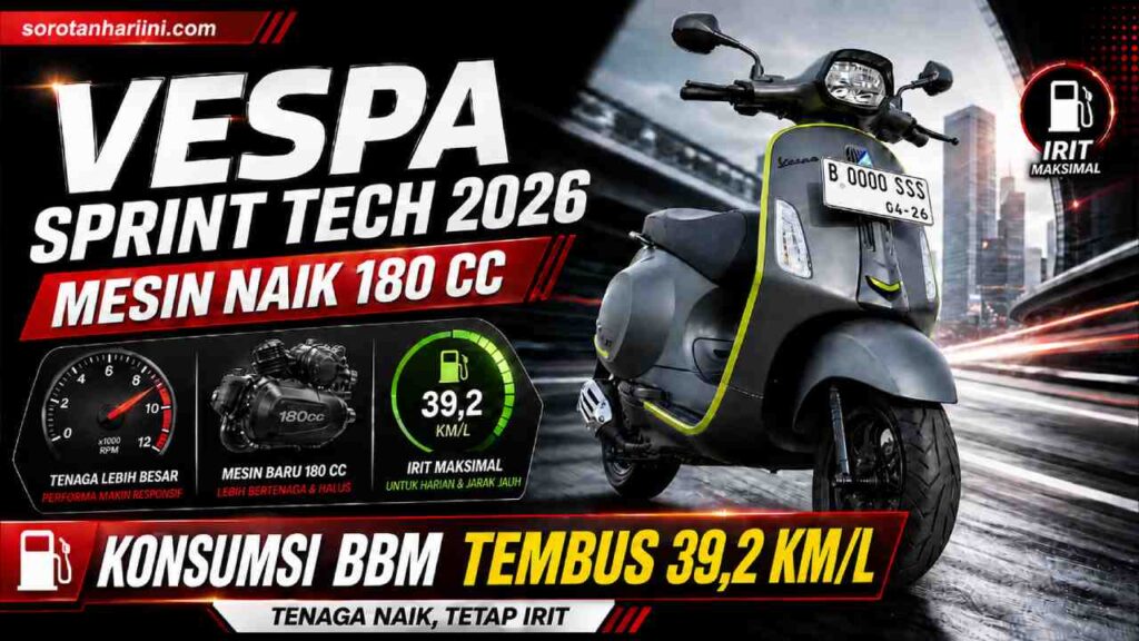 Konsumsi BBM Vespa Sprint Tech 2026 Mesin Upgrade tapi Tetap Irit
