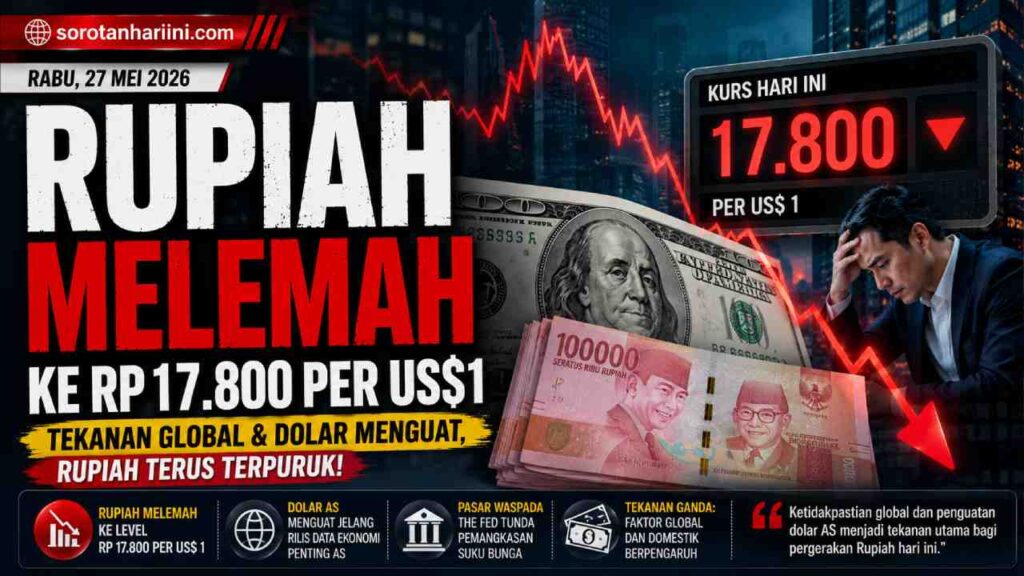 Rupiah Melemah ke Rp 17.800 per Dolar AS, BI Siap Intervensi