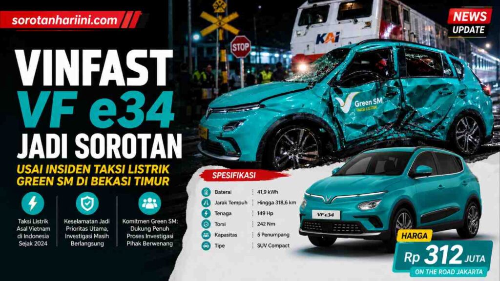 VinFast VF e34 Jadi Sorotan Usai Insiden di Bekasi Timur yang Libatkan Taksi Listrik Green SM
