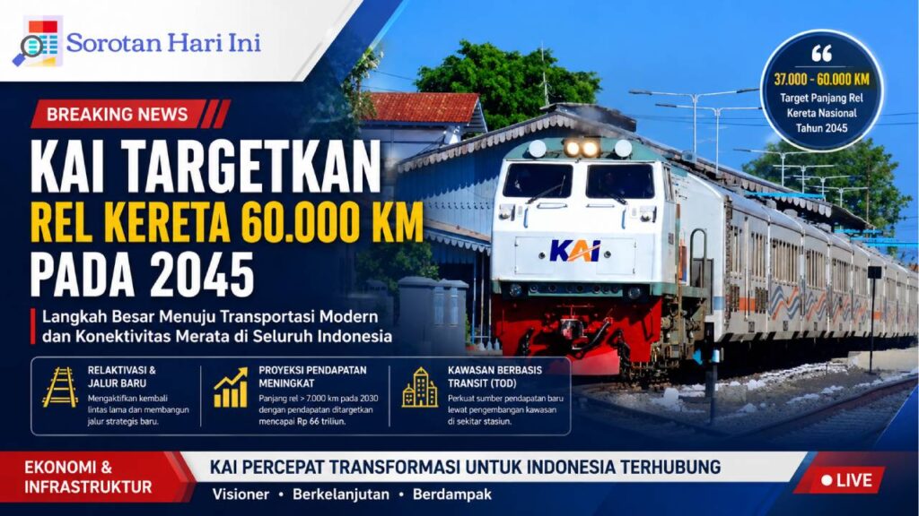 KAI Targetkan Jaringan Rel Kereta Tembus 60.000 Km