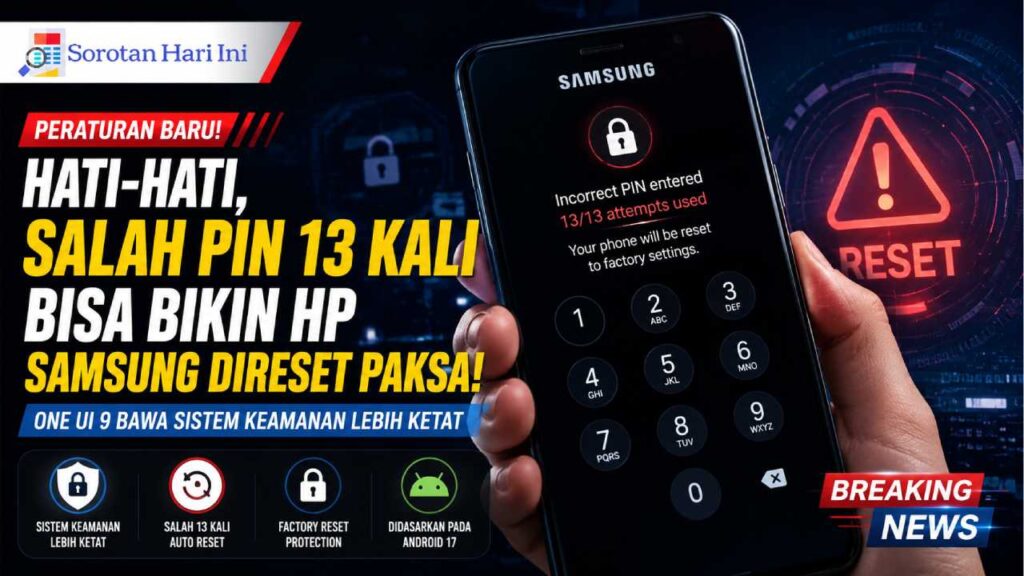 Hati-hati, Salah PIN 13 Kali Bisa Bikin HP Samsung Direset Paksa