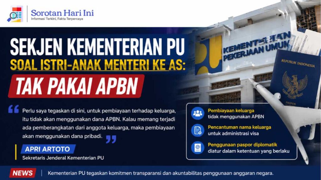 Sekjen Kementerian PU Tegaskan Istri dan Anak Menteri ke AS Tidak Menggunakan Dana APBN