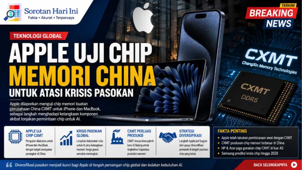 Apple Uji Chip Memori China untuk Merespons Krisis Pasokan Global