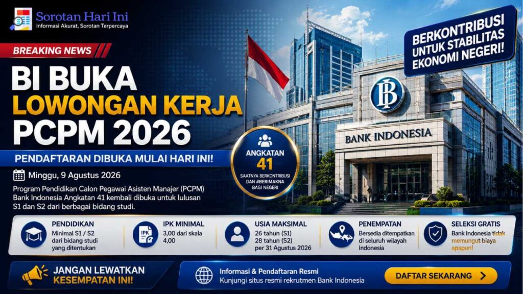BI Buka Lowongan Kerja PCPM 2026 Hari Ini, Cek Syarat Lengkapnya
