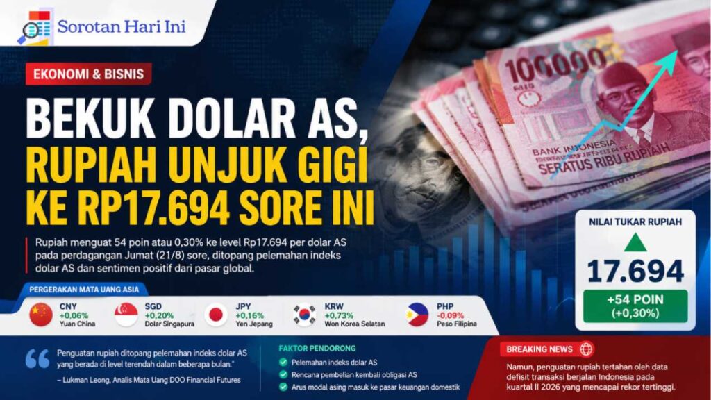Bekuk Dolar AS, Rupiah Unjuk Gigi ke Rp17.694 Sore Ini