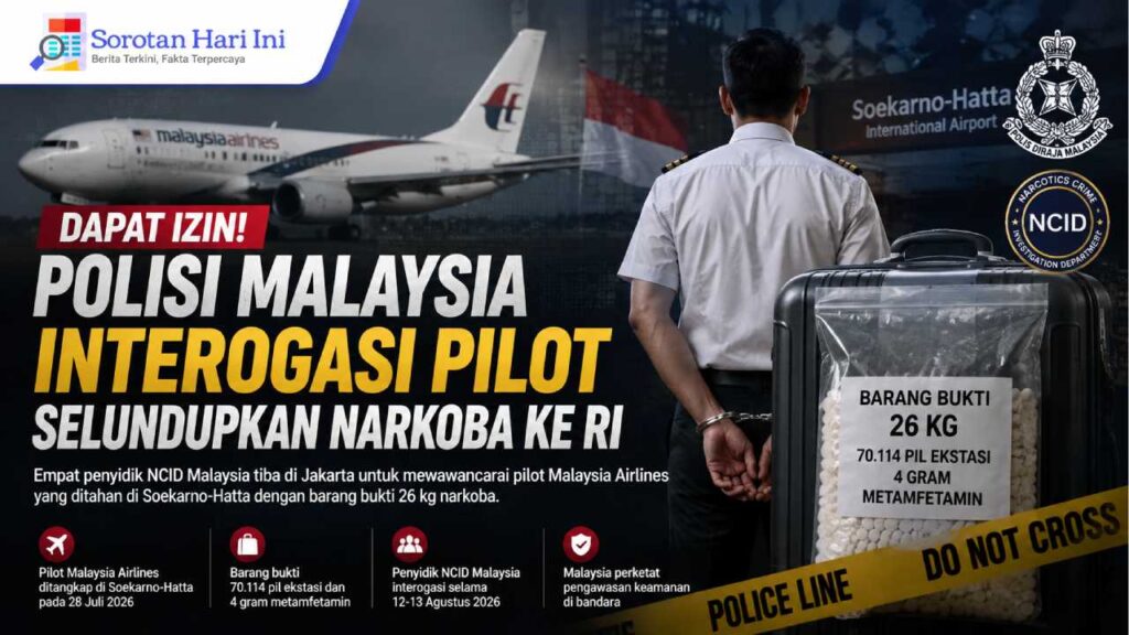 Dapat Izin, Polisi Malaysia Interogasi Pilot Terkait Penyelundupan Narkoba ke RI
