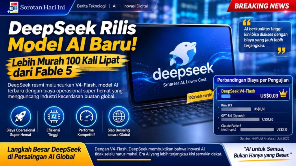 DeepSeek Rilis Model AI Baru, Lebih Murah 100 Kali Lipat dari Fable 5