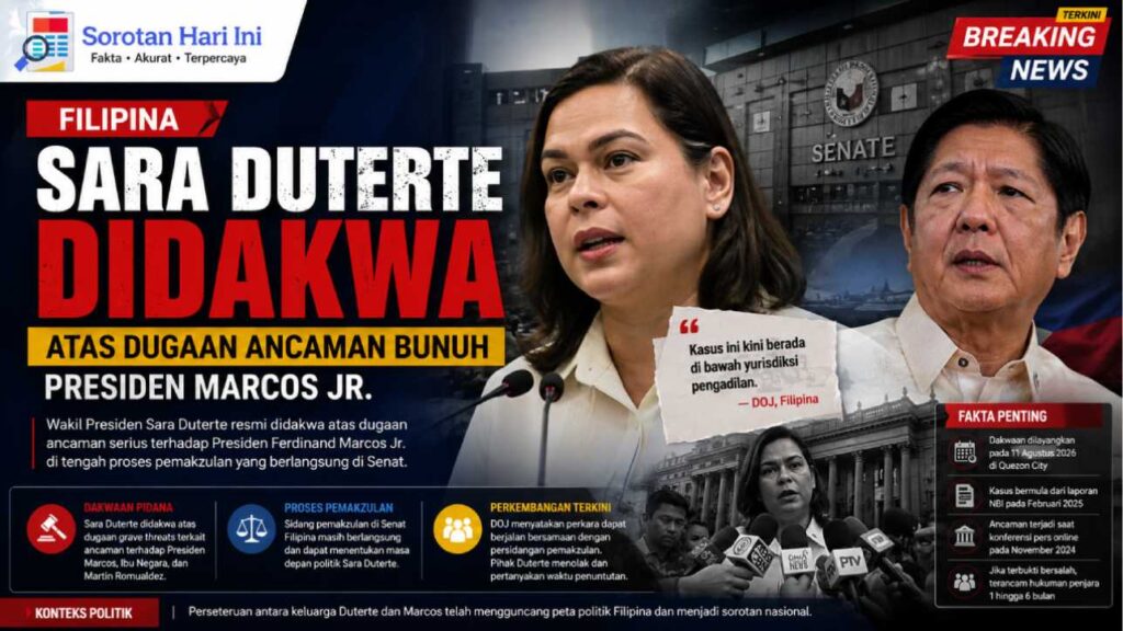 Filipina Dakwa Wapres Sara Duterte Imbas Dugaan Ancaman Bunuh Presiden Marcos