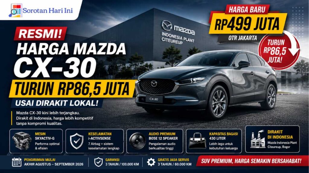 Harga Mazda CX-30 Turun Rp86,5 Juta Usai Dirakit Lokal
