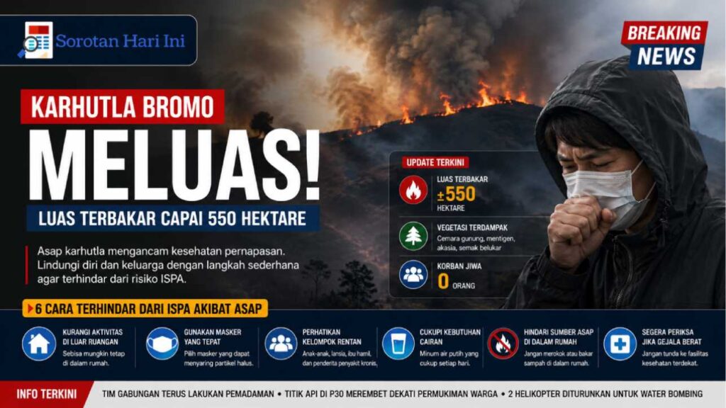 Karhutla Bromo Meluas, Lakukan 6 Cara Agar Terhindar ISPA karena Asap