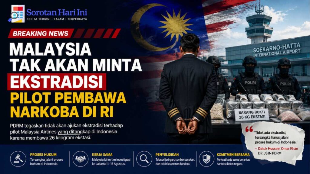 Malaysia Tak Akan Minta Ekstradisi Pilot Pembawa Narkoba di RI