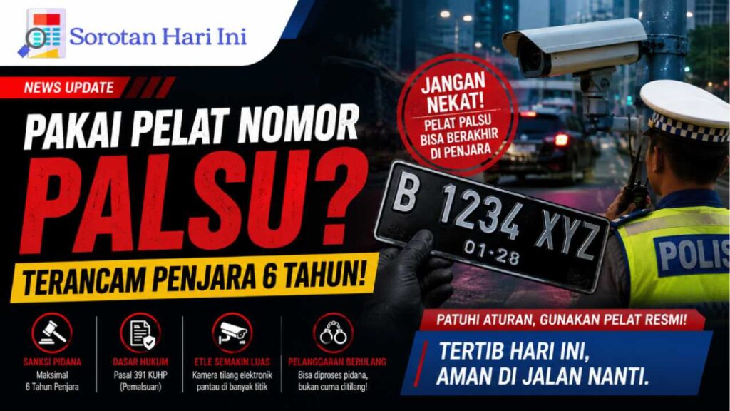 Pakai Pelat Nomor Palsu Bisa Terancam Penjara 6 Tahun