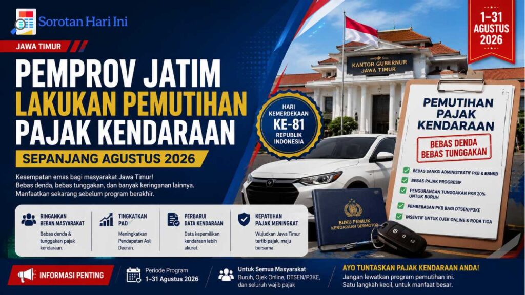Pemprov Jatim Lakukan Pemutihan Pajak Kendaraan Sepanjang Agustus