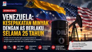 Kesepakatan Minyak Venezuela AS Berjalan Selama 25 Tahun Delcy Rodríguez menyebut durasi Kesepakatan Minyak Venezuela AS mencapai 25 tahun. Jangka waktu tersebut menunjukkan bahwa kerja sama ini dirancang sebagai proyek jangka panjang. Dengan durasi yang panjang, kedua negara memiliki waktu untuk meningkatkan kapasitas produksi secara bertahap. Namun, periode 25 tahun juga membawa tantangan. Kondisi politik, harga minyak, investasi, dan kebijakan energi dapat berubah. Karena itu, kepastian hukum menjadi faktor penting. Selain itu, proyek minyak membutuhkan modal besar. Perusahaan harus membangun atau memperbaiki fasilitas produksi, jaringan pipa, serta infrastruktur pendukung. Proses tersebut tentu membutuhkan waktu. Rodríguez berharap kerja sama ini dapat mempercepat pemulihan sektor energi Venezuela. Pemerintah juga ingin meningkatkan penerimaan negara melalui produksi minyak. Meski demikian, keberhasilan proyek tidak hanya bergantung pada kontrak. Realisasi investasi dan kemampuan meningkatkan produksi akan menjadi ukuran utama dalam beberapa tahun mendatang. Target Produksi Lebih dari 1,5 Juta Barel per Hari Salah satu target utama proyek adalah produksi lebih dari 1,5 juta barel per hari. Rodríguez menjelaskan bahwa angka tersebut berkaitan dengan proyek bilateral bersama Amerika Serikat. Dengan demikian, angka itu tidak seharusnya langsung dianggap sebagai target keseluruhan produksi nasional Venezuela. Target tersebut memang ambisius. Pasalnya, meningkatkan produksi minyak membutuhkan lebih dari sekadar cadangan besar. Venezuela juga memerlukan peralatan, teknologi, tenaga ahli, dan infrastruktur yang memadai. Selain itu, fasilitas yang telah lama beroperasi membutuhkan pemeliharaan. Beberapa lapangan bahkan memerlukan investasi baru agar produksi dapat meningkat. Karena itu, modal dari perusahaan energi akan memainkan peran penting. Teknologi juga dibutuhkan untuk meningkatkan efisiensi produksi. Jika seluruh rencana berjalan sesuai jadwal, produksi minyak Venezuela berpotensi meningkat. Namun, target Kesepakatan Minyak Venezuela AS tetap harus dilihat sebagai sasaran proyek. Hasil sebenarnya akan bergantung pada kondisi operasional dan investasi. Trump Klaim Kesepakatan Mencakup Cadangan Minyak Sangat Besar Presiden AS Donald Trump mengumumkan kesepakatan tersebut pada Jumat, 28 Agustus 2026. Trump menyatakan Amerika Serikat mendapatkan kendali mayoritas atas lebih dari 65 miliar barel cadangan minyak Venezuela. Ia bahkan menyebut kerja sama tersebut sebagai kesepakatan minyak terbesar dalam sejarah dunia. Meski demikian, istilah “kendali” perlu dipahami secara hati-hati. Kendali operasional tidak selalu berarti kepemilikan langsung terhadap cadangan minyak. Rodríguez kemudian menegaskan bahwa Venezuela tetap memiliki dan berdaulat atas sumber daya alamnya. Pernyataan tersebut memberikan konteks penting terhadap klaim Trump. Oleh sebab itu, Kesepakatan Minyak Venezuela AS tidak tepat jika disederhanakan sebagai penjualan cadangan minyak Venezuela kepada Amerika Serikat. Struktur proyek dapat melibatkan investasi, pengembangan lapangan, produksi, dan pembagian penerimaan. Namun, rincian pelaksanaannya tetap menjadi bagian penting yang perlu diperhatikan ketika proyek mulai berjalan. Venezuela Tegaskan Tetap Memegang Kedaulatan Sumber Daya Kedaulatan menjadi salah satu isu utama dalam kerja sama tersebut. Rodríguez menegaskan bahwa Venezuela tetap memiliki sumber daya minyaknya. Pernyataan itu penting karena proyek melibatkan kepentingan ekonomi yang sangat besar. Selain itu, Amerika Serikat diperkirakan memiliki peran kuat dalam pengembangan lapangan minyak. Menurut Rodríguez, pihak AS akan menyediakan modal, teknologi, dan kemampuan operasional. Dukungan tersebut diharapkan membantu Venezuela memulihkan sektor minyaknya. Namun, kepemilikan sumber daya tetap berada di tangan Venezuela. Dari sudut pandang ekonomi, bagian ini akan menjadi salah satu aspek yang paling banyak diperhatikan. Sebab, kontrak selama 25 tahun dapat melewati beberapa periode pemerintahan. Karena itu, transparansi sangat diperlukan. Publik perlu mengetahui struktur investasi, pembagian pendapatan, dan tanggung jawab setiap pihak. Jika transparansi berjalan baik, Kesepakatan Minyak Venezuela AS dapat memperoleh kepastian yang lebih kuat. Sebaliknya, ketidakjelasan aturan dapat meningkatkan risiko pada masa mendatang. Venezuela Perkirakan Penerimaan Sekitar US$19 per Barel Rodríguez juga memaparkan potensi penerimaan negara. Menurut perhitungannya, sekitar US$19 dari setiap barel yang diproduksi dan dijual dapat masuk ke kas Venezuela. Pemerintah menggunakan asumsi harga minyak sekitar US$65 per barel. Dengan skenario tersebut, Rodríguez memperkirakan penerimaan proyek dapat mencapai sekitar US$209,335 miliar selama masa kerja sama. Namun, angka tersebut merupakan proyeksi. Nilainya bukan pendapatan yang sudah pasti diterima Venezuela. Harga minyak dapat berubah dalam periode 25 tahun. Selain itu, volume produksi juga dapat naik atau turun. Biaya pengembangan lapangan menjadi faktor lain yang perlu diperhitungkan. Oleh karena itu, angka penerimaan tersebut sebaiknya dipahami sebagai gambaran potensi ekonomi. Meski begitu, skala Kesepakatan Minyak Venezuela AS memang sangat besar. Jika target produksi tercapai, sektor minyak dapat memberikan tambahan penerimaan penting bagi pemerintah Venezuela. Royalti 16 Persen dan Pajak 34 Persen Masuk dalam Skema Pemerintah Venezuela juga menjelaskan struktur fiskal proyek. Rodríguez menyebut adanya royalti minimal 16 persen. Selain itu, proyek tersebut memuat pajak penghasilan sebesar 34 persen. Ketentuan tersebut dirancang agar negara tetap memperoleh penerimaan dari aktivitas produksi minyak. Namun, jumlah penerimaan akhir tetap bergantung pada banyak faktor. Harga minyak menjadi salah satunya. Volume produksi dan biaya operasional juga memiliki pengaruh besar. Di sisi lain, Venezuela membutuhkan investasi untuk memulihkan infrastruktur energi. Karena itu, pemerintah perlu menjaga keseimbangan antara penerimaan negara dan daya tarik investasi. Skema fiskal yang terlalu berat dapat mengurangi minat investor. Sebaliknya, ketentuan yang terlalu ringan dapat mengurangi manfaat bagi negara. Dalam konteks tersebut, Kesepakatan Minyak Venezuela AS menghadapi tantangan penting. Pemerintah perlu memastikan proyek tetap menarik bagi investor sekaligus memberikan manfaat ekonomi kepada Venezuela. Perusahaan Energi Global Masuk dalam Rencana Venezuela Rodríguez mengatakan Venezuela ingin memperluas kerja sama dengan perusahaan energi internasional. Ia menyebut Chevron, Repsol, Eni, Shell, dan BP. Namun, penyebutan perusahaan tersebut tidak otomatis berarti semuanya sudah menandatangani kontrak baru. Pernyataan Rodríguez lebih tepat dipahami sebagai rencana Venezuela untuk menarik lebih banyak investasi. Negara tersebut membutuhkan modal besar untuk mengembangkan kembali industri minyak. Selain modal, perusahaan global dapat membawa teknologi dan pengalaman operasional. Hal itu penting karena sebagian minyak Venezuela memiliki karakter berat dan membutuhkan pengolahan khusus. Meski demikian, perusahaan akan mempertimbangkan berbagai risiko. Stabilitas kebijakan, aturan investasi, sanksi, dan harga minyak dapat memengaruhi keputusan mereka. Karena itu, ekspansi Kesepakatan Minyak Venezuela AS masih membutuhkan proses lanjutan. Nama perusahaan besar memang menarik perhatian. Namun, kontrak nyata dan nilai investasi akan menjadi indikator yang lebih penting. Investasi Swasta Hampir US$100 Miliar Menjadi Target Pemerintah Amerika Serikat memperkirakan proyek tersebut dapat menarik hampir US$100 miliar investasi swasta. Menteri Luar Negeri AS Marco Rubio menyebut potensi tersebut sebagai keuntungan bagi kedua negara. Investasi dalam jumlah besar tentu dapat mempercepat pembangunan kembali sektor minyak Venezuela. Dana tersebut dapat digunakan untuk pengeboran, fasilitas produksi, jaringan pipa, penyimpanan, dan teknologi. Selain itu, proyek berpotensi menciptakan aktivitas ekonomi baru. Namun, US$100 miliar masih merupakan perkiraan investasi. Angka tersebut bukan berarti seluruh dana sudah tersedia atau telah masuk ke Venezuela. Investor biasanya membutuhkan kepastian kontrak sebelum mengucurkan modal. Mereka juga mempertimbangkan potensi keuntungan dan risiko politik. Oleh sebab itu, realisasi investasi akan menjadi salah satu indikator utama keberhasilan Kesepakatan Minyak Venezuela AS. Jika modal benar-benar masuk secara bertahap, pemulihan produksi dapat bergerak lebih cepat. Cadangan Minyak Besar Belum Tentu Berarti Produksi Tinggi Venezuela dikenal memiliki cadangan minyak terbukti yang sangat besar. Namun, cadangan bawah tanah tidak sama dengan produksi harian. Minyak harus diekstraksi, diproses, disimpan, dan dikirim kepada pembeli. Seluruh proses tersebut membutuhkan infrastruktur yang baik. Selain itu, banyak cadangan Venezuela berupa minyak berat dan ekstra berat. Jenis minyak tersebut membutuhkan teknologi serta proses pengolahan tertentu. Karena itu, besarnya cadangan tidak otomatis membuat produksi melonjak dalam waktu singkat. Inilah alasan investasi menjadi bagian penting dalam Kesepakatan Minyak Venezuela AS. Modal dapat membantu memperbaiki fasilitas yang sudah ada. Teknologi baru juga dapat meningkatkan kemampuan produksi. Namun, proses tersebut membutuhkan waktu. Harga minyak global juga dapat memengaruhi keputusan investasi. Dengan demikian, keberhasilan proyek sebaiknya tidak hanya diukur dari besarnya cadangan. Produksi aktual dan kemampuan mempertahankannya dalam jangka panjang jauh lebih penting. Kesepakatan Minyak Bisa Membantu Pemulihan Ekonomi Venezuela Industri minyak memiliki posisi penting dalam perekonomian Venezuela. Oleh karena itu, peningkatan produksi dapat memberikan efek yang luas. Pemerintah berpotensi memperoleh tambahan penerimaan. Selain itu, investasi dapat menciptakan permintaan terhadap tenaga kerja dan jasa pendukung. Perusahaan transportasi, konstruksi, logistik, dan pemeliharaan juga dapat merasakan dampaknya. Namun, pemulihan ekonomi tidak terjadi hanya karena produksi minyak meningkat. Pemerintah tetap membutuhkan pengelolaan pendapatan yang transparan dan efektif. Diversifikasi ekonomi juga penting. Ketergantungan berlebihan terhadap minyak dapat membuat ekonomi rentan terhadap perubahan harga energi. Karena itu, Kesepakatan Minyak Venezuela AS dapat menjadi salah satu motor pemulihan. Namun, proyek tersebut bukan satu-satunya jawaban terhadap seluruh persoalan ekonomi Venezuela. Dalam jangka panjang, manfaatnya akan bergantung pada investasi nyata, produksi stabil, transparansi, serta penggunaan penerimaan negara secara efektif. Pelaksanaan Kesepakatan Menjadi Hal yang Paling Dinantikan Kesepakatan selama 25 tahun memberikan Venezuela dan Amerika Serikat ruang untuk membangun kerja sama energi jangka panjang. Namun, pengumuman politik baru menjadi langkah awal. Setelah itu, pelaksanaan proyek akan menentukan hasil sebenarnya. Investor perlu masuk. Infrastruktur harus diperbaiki. Selain itu, lapangan minyak harus mampu meningkatkan produksi secara konsisten. Transparansi juga akan menjadi faktor penting. Pemerintah Venezuela berjanji memberikan informasi mengenai investasi, produksi, penerimaan negara, dan ketentuan bagi operator. Langkah tersebut penting karena nilai proyek sangat besar. Di sisi lain, perbedaan bahasa politik antara kedua negara tetap menarik perhatian. Trump berbicara mengenai kendali mayoritas. Sementara itu, Rodríguez menegaskan kedaulatan Venezuela. Karena itu, perkembangan Kesepakatan Minyak Venezuela AS perlu dilihat dari implementasinya. Produksi aktual, investasi yang benar-benar masuk, dan penerimaan negara akan memberikan gambaran yang lebih jelas dibandingkan klaim politik semata.