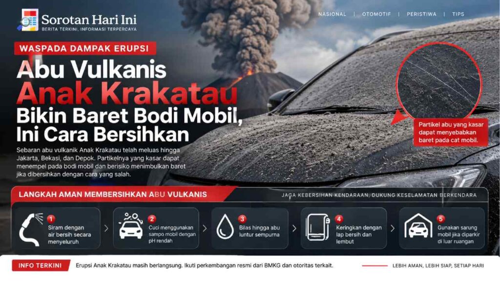 Abu Vulkanik Anak Krakatau Bikin Baret Bodi Mobil, Ini Cara Bersihkan