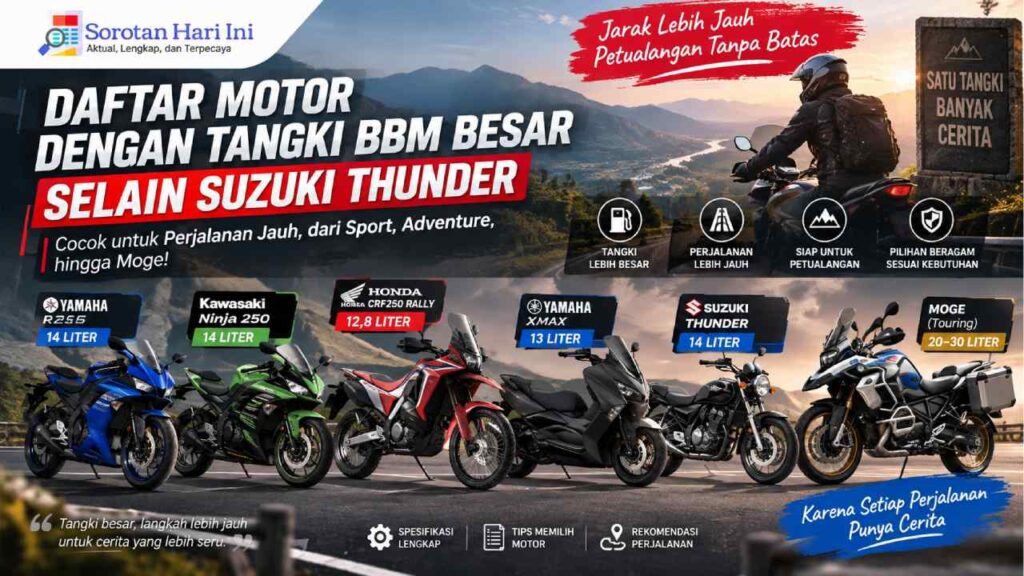 Daftar Motor dengan Tangki BBM Besar Selain Suzuki Thunder, Cocok untuk Perjalanan Jauh