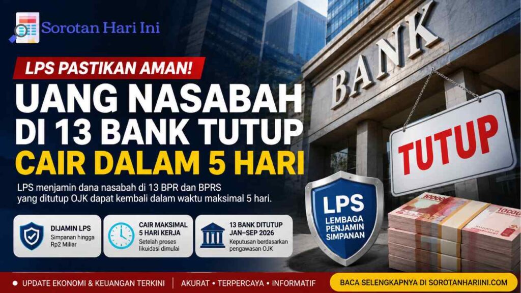 LPS Jamin Uang Nasabah di 13 Bank Tutup Bakal Cair dalam 5 Hari