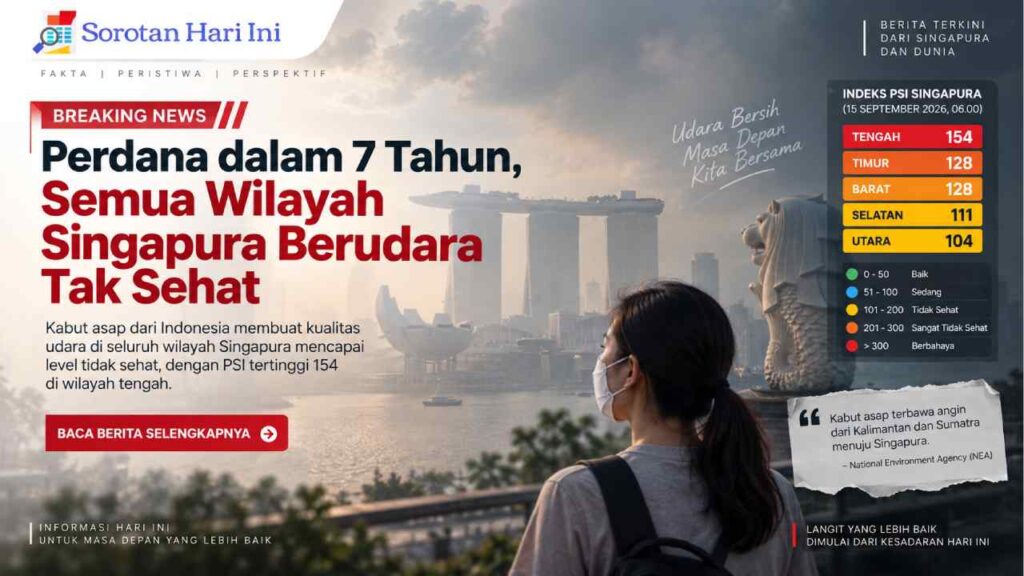 Perdana dalam 7 Tahun, Semua Wilayah Singapura Berudara Tak Sehat