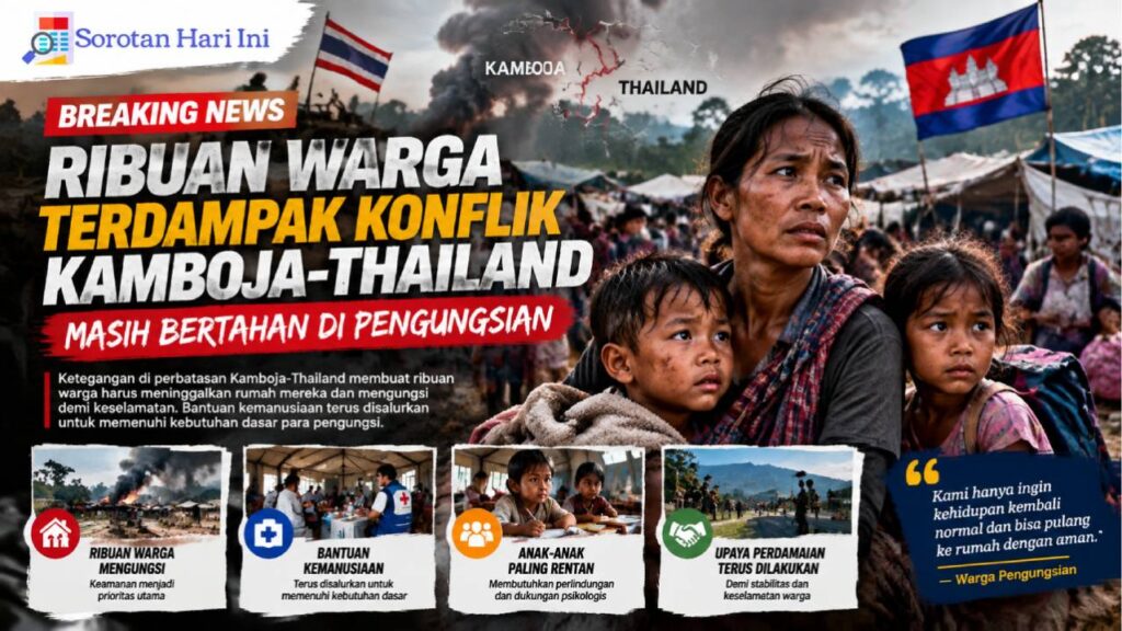 Ribuan Warga Terdampak Konflik Kamboja-Thailand Masih Bertahan di Pengungsian