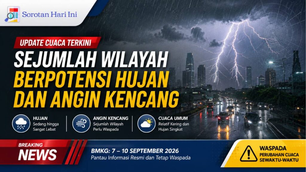 Sejumlah Wilayah Berpotensi Hujan dan Angin Kencang Hari Ini