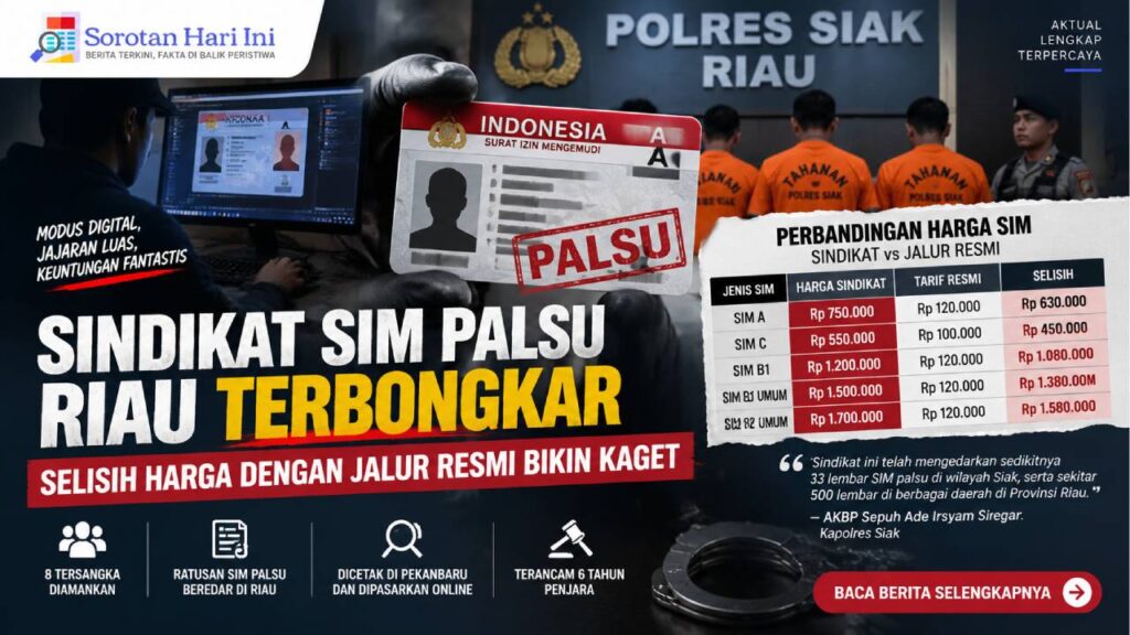 Sindikat SIM Palsu Riau Terbongkar, Selisih Harga dengan Jalur Resmi Bikin Kaget